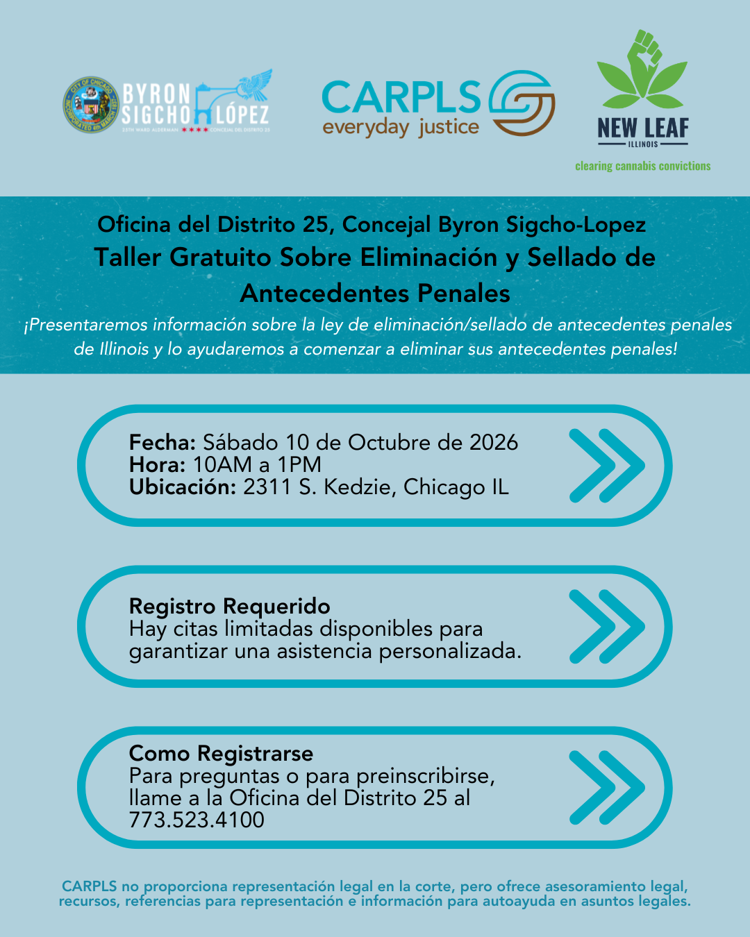 Volante del taller del 10 de octubre en español